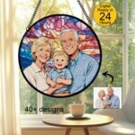 Family Suncatcher Custom Birth flower suncatcher Portrait from photo Pet memorial gift keepsake gift Custom Stained glass Christmas Ornament