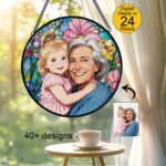 Family Suncatcher Custom Birth flower suncatcher Portrait from photo Pet memorial gift keepsake gift Custom Stained glass Christmas Ornament
