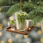 Custom Name Matcha Latte Christmas Ornament 2D Flat Acrylic, Personalized Drink Lover Gift, Bubble Tea Boba Holiday Decor - Image 3