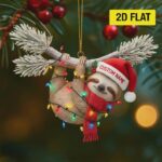 Personalized Sloth Christmas Ornament 2025, Custom Name 2D Flat Acrylic Xmas Tree Decor, Unique Holiday Gift for Sloth & Animal Lovers