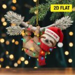Personalized Sloth Christmas Ornament 2025, Custom Name 2D Flat Acrylic Xmas Tree Decor, Unique Holiday Gift for Sloth & Animal Lovers - Image 2