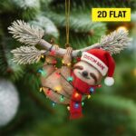 Personalized Sloth Christmas Ornament 2025, Custom Name 2D Flat Acrylic Xmas Tree Decor, Unique Holiday Gift for Sloth & Animal Lovers - Image 3
