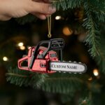 Personalized Chainsaw Christmas Ornament, Custom Name Tool Design, Unique Gift for Lumberjacks Woodworkers and Outdoor Enthusiasts - Image 5