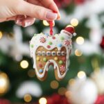 Personalized Gingerbread Tooth Ornament, Custom Name Braces Decor, Dentist Christmas Gift