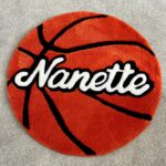 Custom Basketball Name Rug for Boys Bedroom – Personalized Round Kids Room Rug, Teen Sports Decor, Gift for Basketball Lovers - Image 3