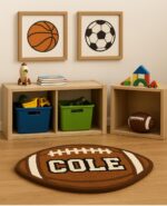 Custom Football Name Rug for Kids – Personalized Boys Football Bedroom Rug, Sports Nursery Decor, Gift for Young Football Players - Image 7