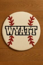 Custom Baseball Name Rug for Kids – Personalized Boys Baseball Bedroom Decor, Sports Nursery Area Rug, Gift for Young Baseball Player - Image 3