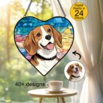 Pet Suncatcher Custom Birth flower suncatcher Portrait from photo Pet memorial gift keepsake gift Custom Stained glass Christmas Ornament