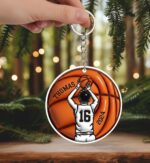 Basketball Boy Ceramic keychain, Personalized Basketball keychain, Basketball Player Gift, Basketball Fan Gift, Gift For Basketball Lover