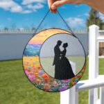 Personalized Couple Suncatcher, Personalized Window Hanging Suncatcher Stained Glass, Custom Couple Wedding Anniversary, Anniversary Gift