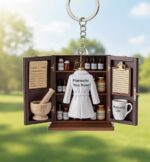 Personalized Pharmacist Christmas Ornament, Miniature Apothecary Cabinet Acrylic Ornament with Custom Name, Pharmacy Student Gift