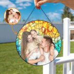 Personalized Photo Stained Glass Suncatcher, Custom Family Portrait Window Hanging, Memorial Gift, Family Keepsake