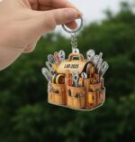 Personalized Tool Bag KEYCHAIN, Handyman keychain,Name Mechanic keychain, Carpenter Gift for Dad, DIYer Holiday Keepsake 2D Flat
