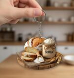 Custom 2D Flat Sourdough Bread Jar keychain– Handmade Bread & Flour Scene, Personalized Kitchen Lover keychain Decoration