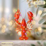 Custom Name Lobster Christmas Ornament, Christmas Tree Hanging Decor, Gift For Ocean Lovers, Lobster Keepsake, Lobster 2D Flat Ornament - Image 2