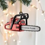 Personalized Chainsaw Christmas Ornament, Custom Name Tool Design, Unique Gift for Lumberjacks Woodworkers and Outdoor Enthusiasts - Image 2