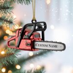Personalized Chainsaw Christmas Ornament, Custom Name Tool Design, Unique Gift for Lumberjacks Woodworkers and Outdoor Enthusiasts - Image 4