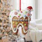 Personalized Gingerbread Tooth Ornament, Custom Name Braces Decor, Dentist Christmas Gift - Image 4