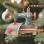 Personalized Vintage Sewing Machine Ornament Custom Name Holiday Decor - Image 3