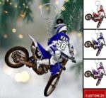 Personalized Dirt Bike Keychain, Custom Flat Acrylic Biker Keychain for Men, Gift For Dirt Bike Player