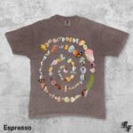 Nature Spiral Vintage 90s Graphic T-Shirt, Retro Ocean Stones Gems Tee, Y2K Boho Beach Art Shirt, Sea Life Top, Coastal Naturecore Gift