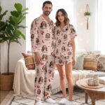 Custom Face Pajamas Long and Short Set, Funny Couple PJs with Photo, Personalized Pajamas Pants, Matching PJs Family & Couple Gift