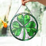 Shamrock Stained Glass Suncatcher, Shamrock Suncatcher, Shamrock Glass Hangings, St. Patrick's Day Decoration, Shamrock Gift - Image 3