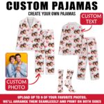 Custom Face Pajamas Long and Short Set, Personalized Couple PJs with Photo, Valentine Pajamas Pants, Matching PJs Family & Couple Gift - Image 2