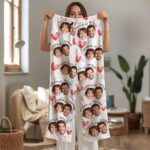 Custom Face Pajamas Long and Short Set, Personalized Couple PJs with Photo, Valentine Pajamas Pants, Matching PJs Family & Couple Gift - Image 9