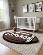 Custom Football Name Rug for Kids – Personalized Boys Football Bedroom Rug, Sports Nursery Decor, Gift for Young Football Players - Image 2
