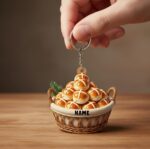 Personalized Hot Cross Buns keychain | Custom Name | Flat 2D Tree Decor | Food Lover Gift