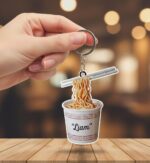 Custom Ramen Noodles keychain, Tree Hanging Decor, Flat 2D Acrylic, Personalized Food Lover Gift for Him — Holiday Keepsake 2025