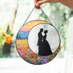Personalized Couple Suncatcher, Personalized Window Hanging Suncatcher Stained Glass, Custom Couple Wedding Anniversary, Anniversary Gift - Image 2