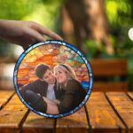 Stained Glass Custom Photo Suncatcher Couple Gift, Wedding Anniversary, Couple Potrait Window Decor Gift For Husband Wife, Grandparents Gift - Image 3