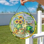 Personalized Shamrock Stained Glass Suncatcher, Custom Name Window Hanging, St. Patrick's Day Decoration, Irish Shamrock Gift - Image 2