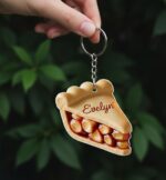 Custom Apple Pie keychain, Tree Hanging Decor, Flat 2D Acrylic, Personalized Food Lover Gift for Her — Holiday Keepsake