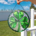 Shamrock Stained Glass Suncatcher, Shamrock Suncatcher, Shamrock Glass Hangings, St. Patrick's Day Decoration, Shamrock Gift - Image 2