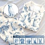 Custom Dog Toile de Jouy Pajamas, Cottagecore Style PJs, Dog Print Pajama Pattern, Unique Pet Gifts for Owners