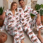 Custom Face Pajamas Long and Short Set, Personalized Couple PJs with Photo, Valentine Pajamas Pants, Matching PJs Family & Couple Gift - Image 4