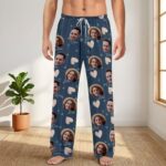 Custom Face Pajamas Long and Short Set, Personalized Couple PJs with Photo, Valentine Pajamas Pants, Matching PJs Family & Couple Gift