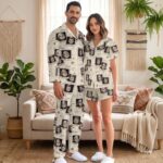 Custom Face Pajamas Long and Short Set, Personalized Couple PJs with Photo, Valentine Pajamas Pants, Matching PJs Family & Couple Gift