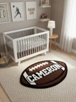 Custom Football Name Rug for Kids – Personalized Boys Football Bedroom Rug, Sports Nursery Decor, Gift for Young Football Players