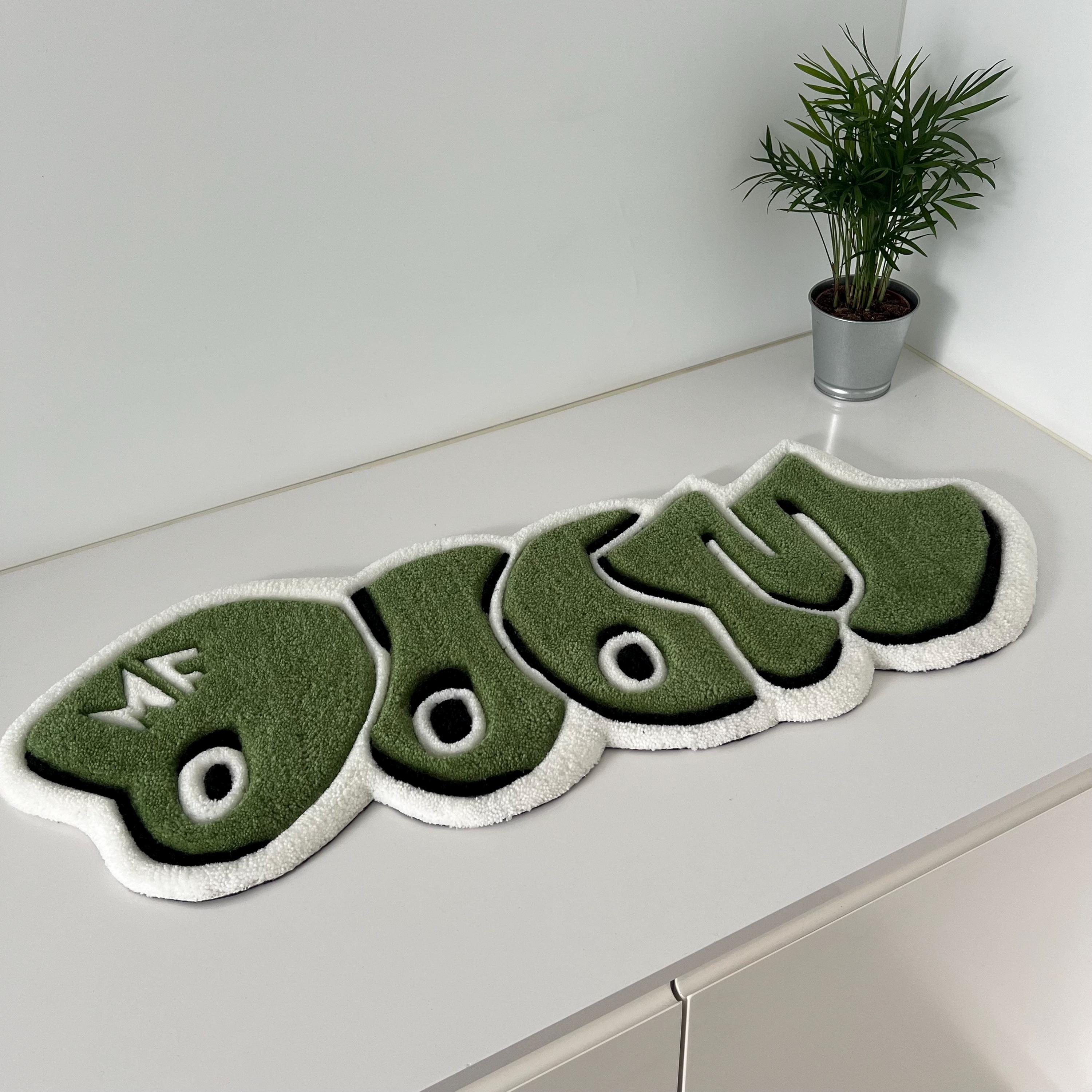 MF Doom Rug: Handmade Green Music Decor - Image 6