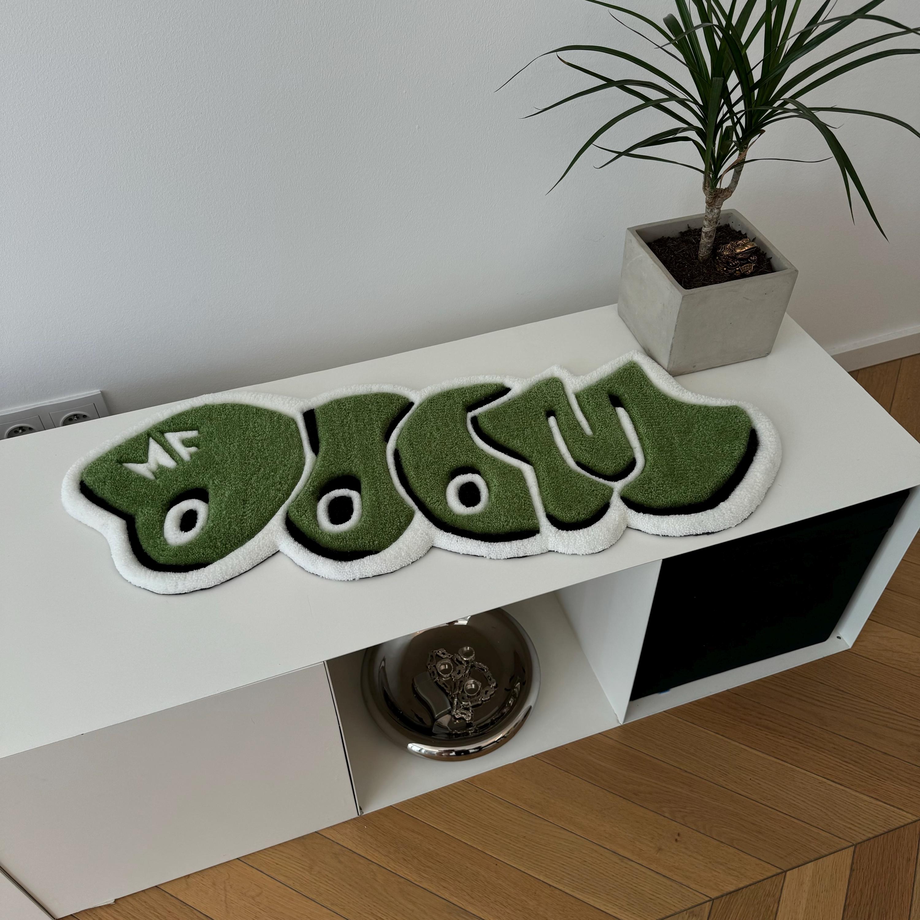 MF Doom Rug: Handmade Green Music Decor - Image 3
