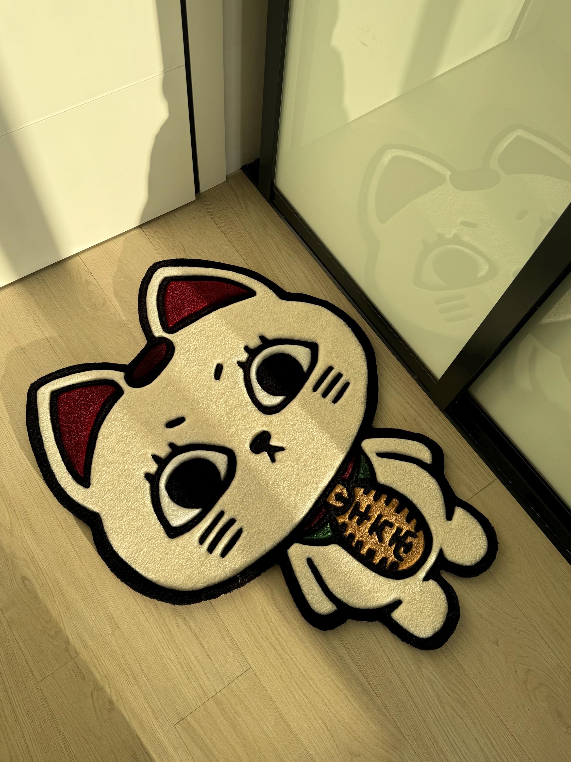 Turbo Granny Tufted Rug: Dan Da Dan Anime, Lucky Cat Carpet - Image 3